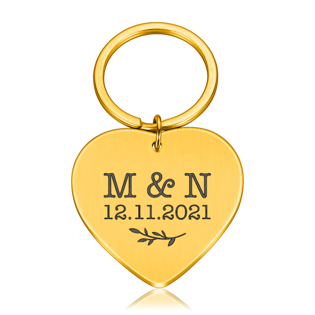 Engraved Heart Key ring Couple Monogram Gift