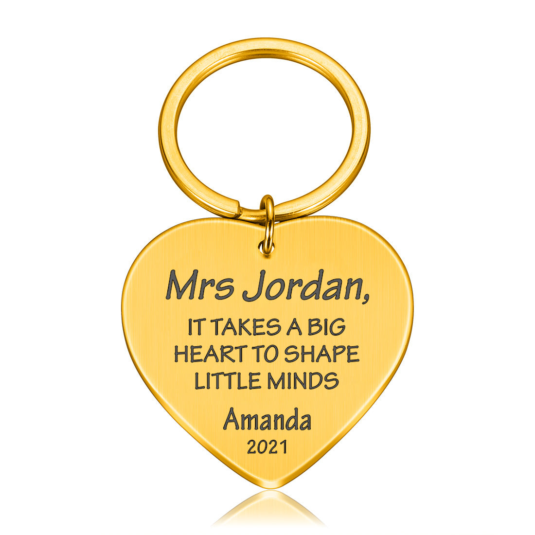 Engraved Metal Heart Teacher Key ring End of the term Thank You Gift