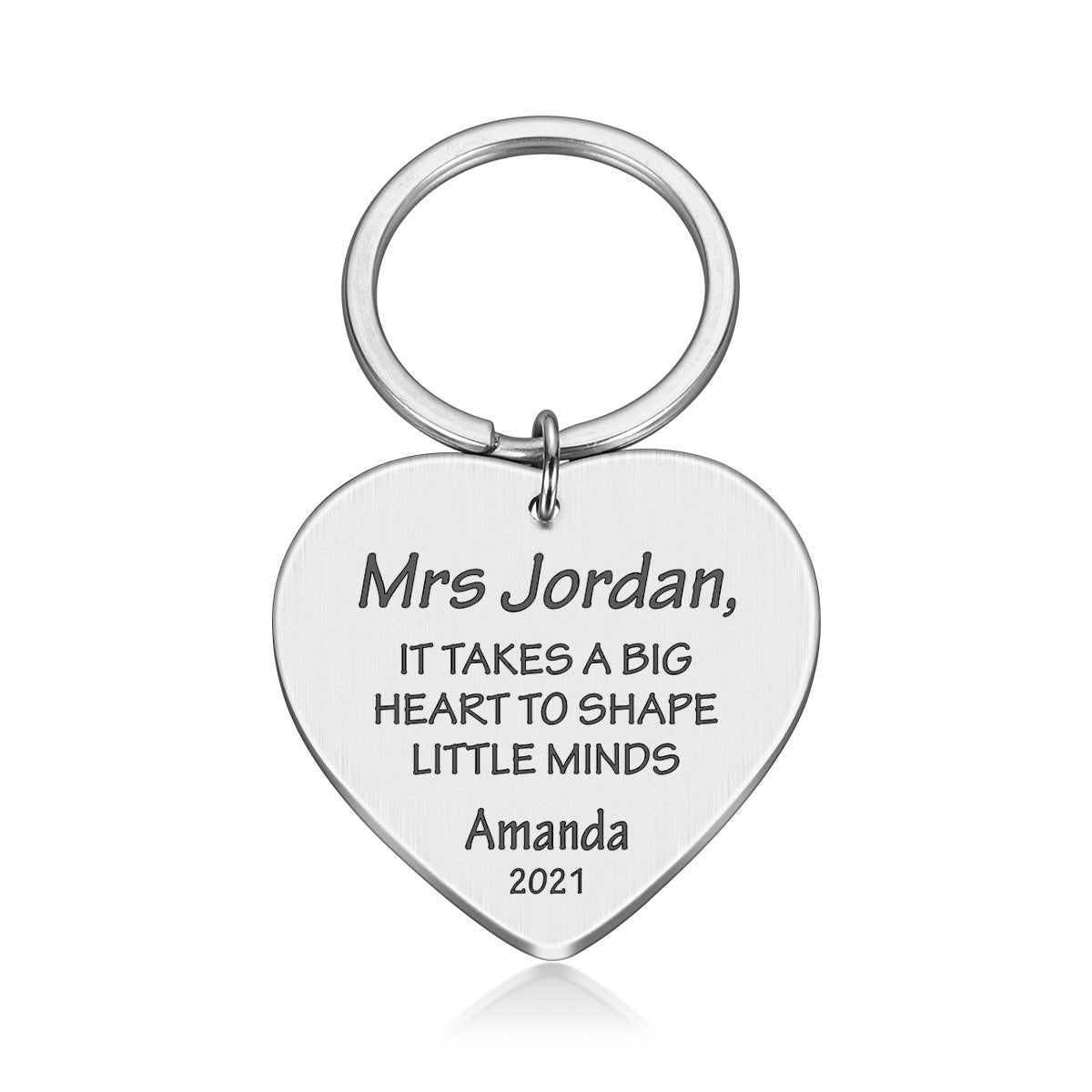 Engraved Metal Heart Teacher Key ring End of the term Thank You Gift