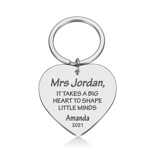 Engraved Metal Heart Teacher Key ring End of the term Thank You Gift