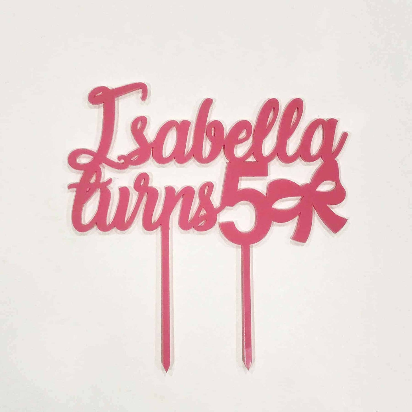 Bow Birthday Cake topper with Name and Year