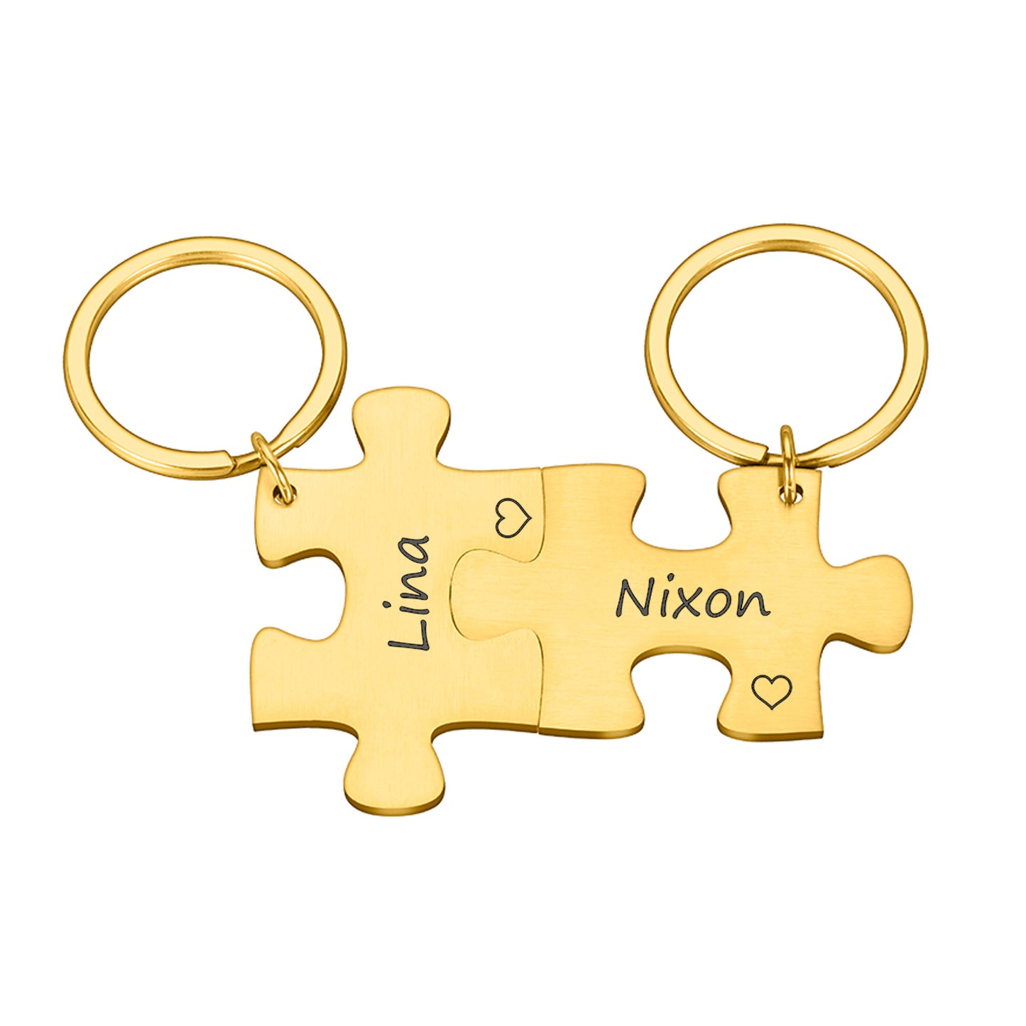 2 x Interlocking Metal Jigsaw Puzzle Key rings Gift Set