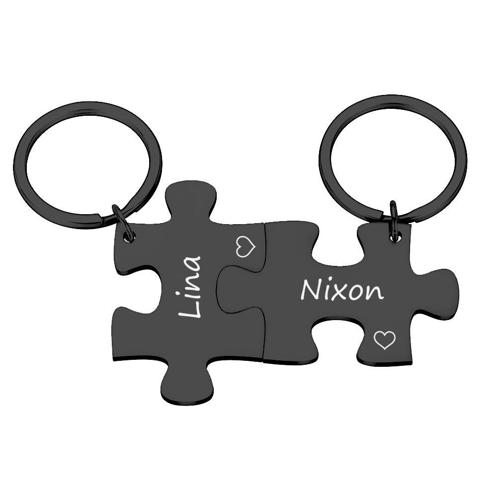 2 x Interlocking Metal Jigsaw Puzzle Key rings Gift Set