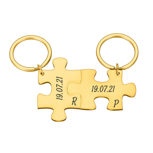 2 x Interlocking Jigsaw Puzzle Keyrings Gift Set