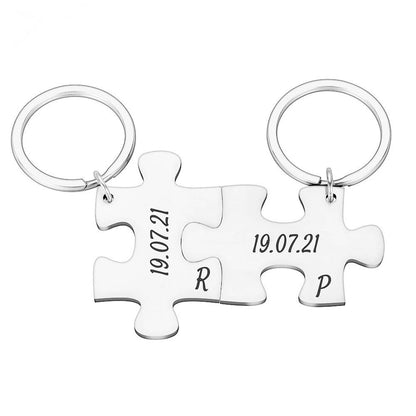 2 x Interlocking Jigsaw Puzzle Keyrings Gift Set