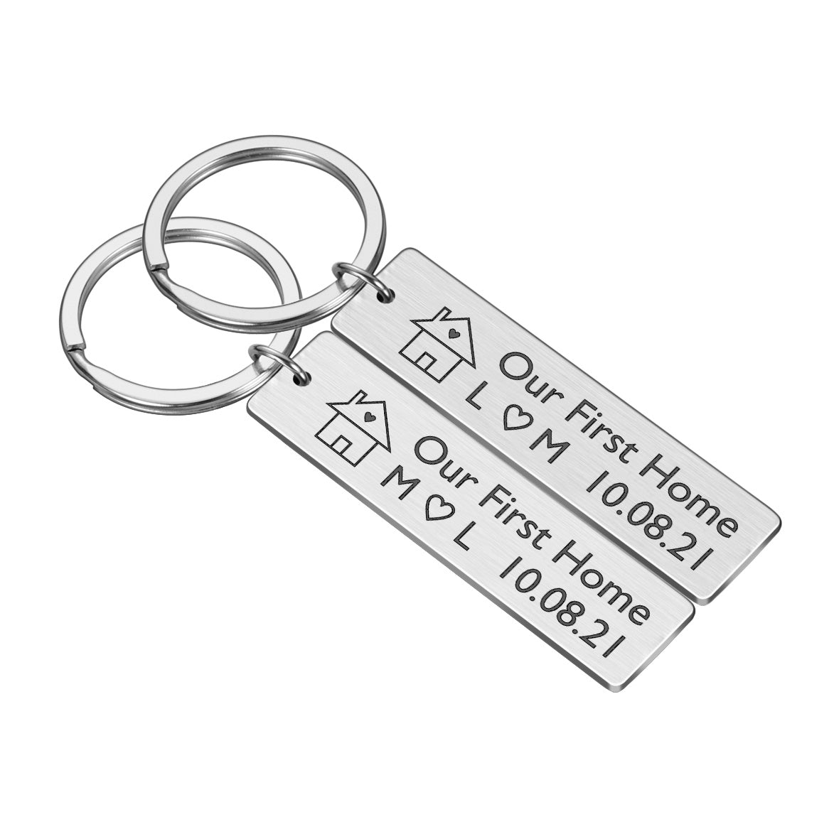 2 x First Home Couple Key ring Set New Home Housewarming Gift