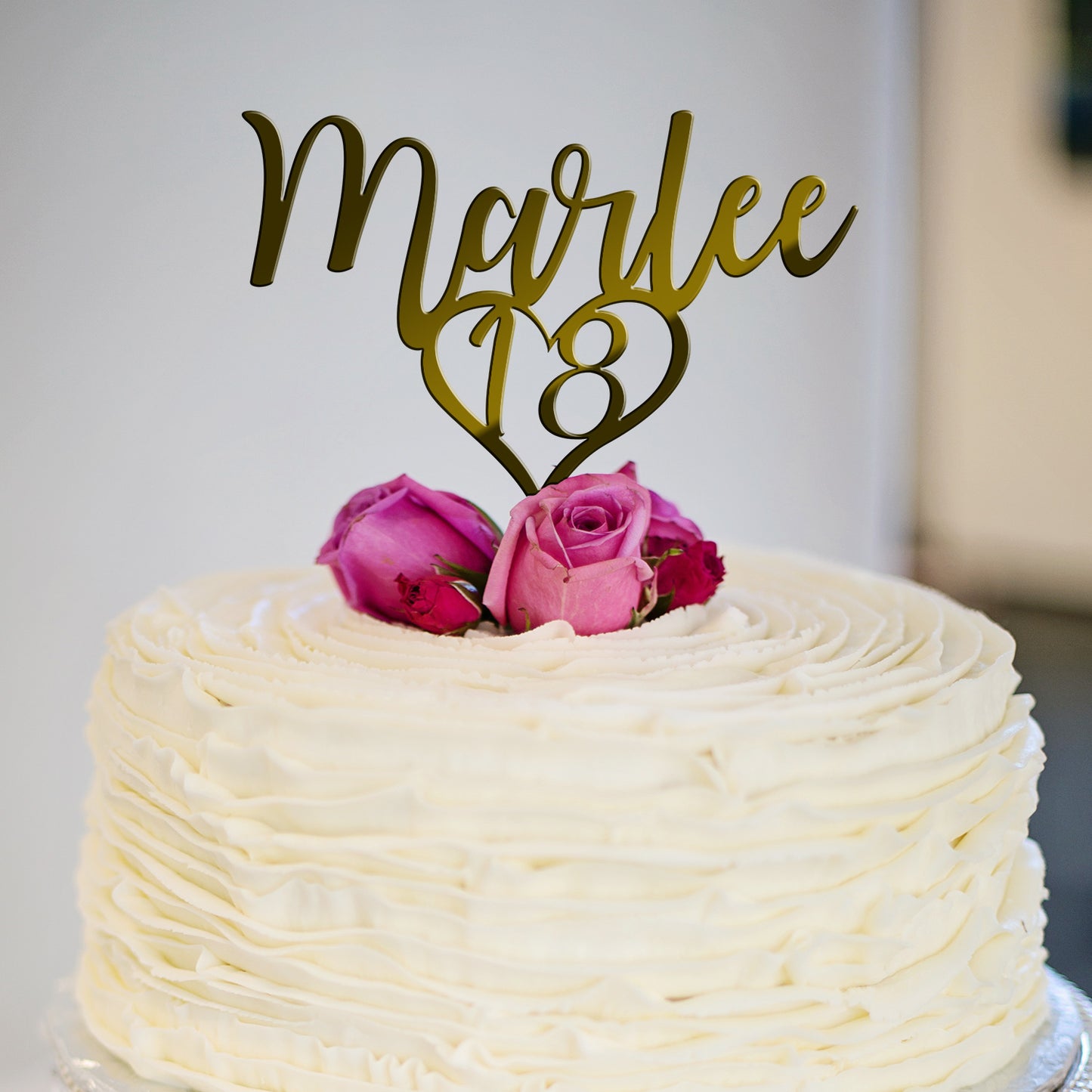 Personalised Acrylic Birthday Cake topper with name and Year