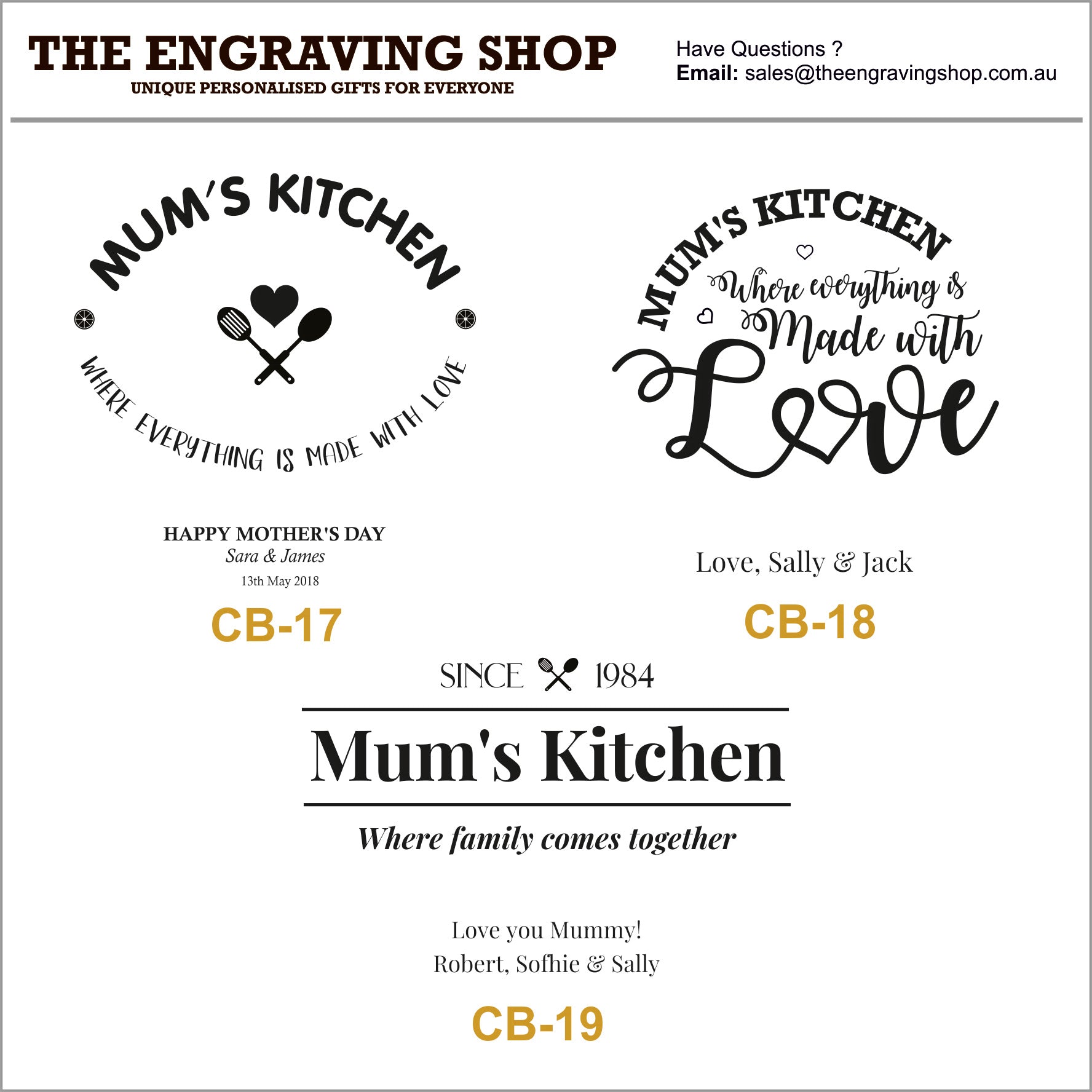 The Engraving Shop - Designs