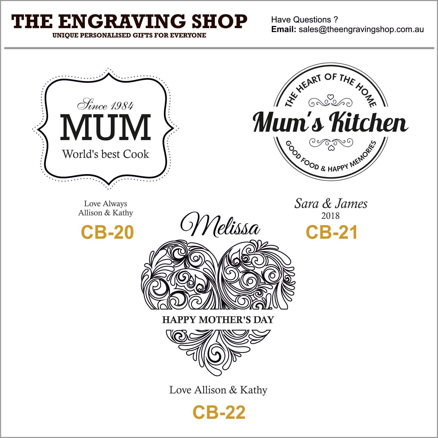 The Engraving Shop - Designs