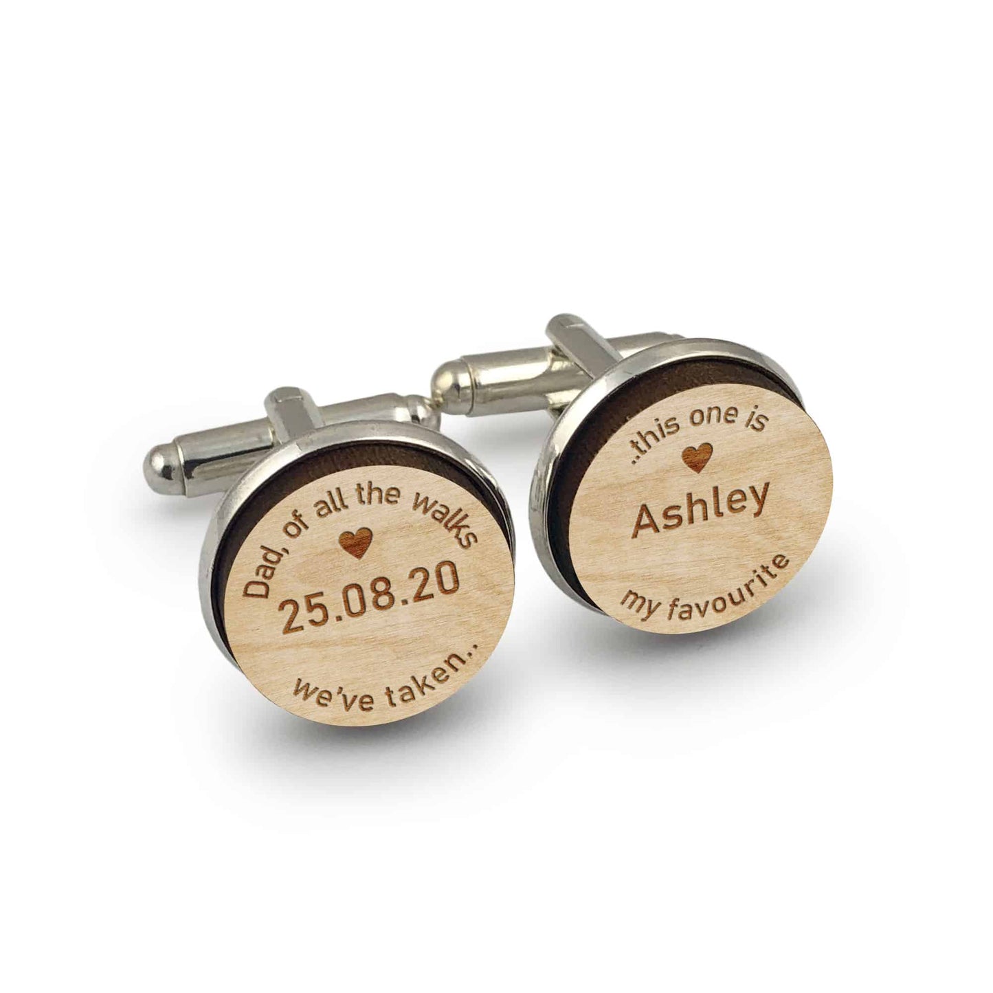 Round Wooden Mens Cufflinks Wedding Gift For Dad