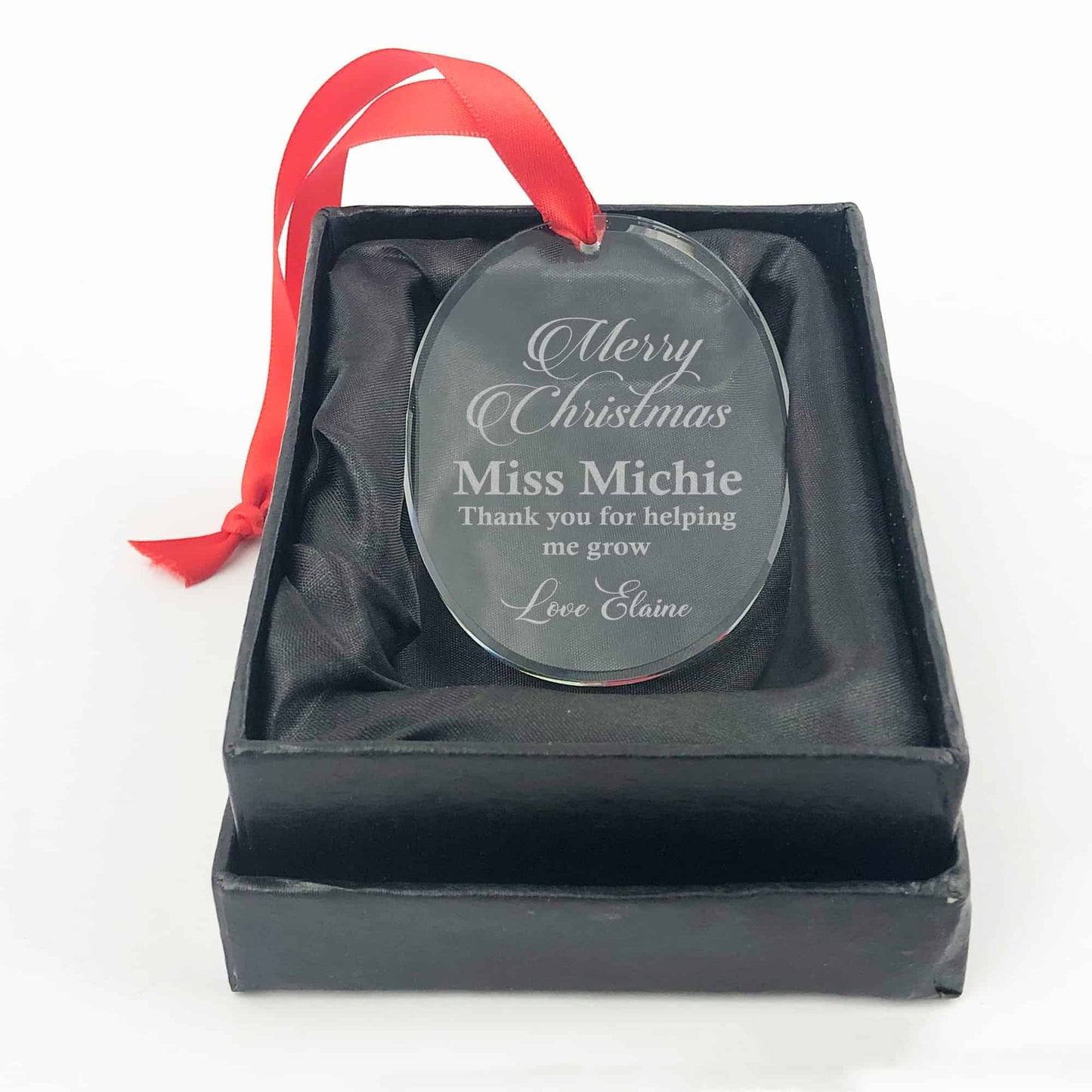 Crystal Glass Oval Thank You Christmas Ornament Gift for Teacher