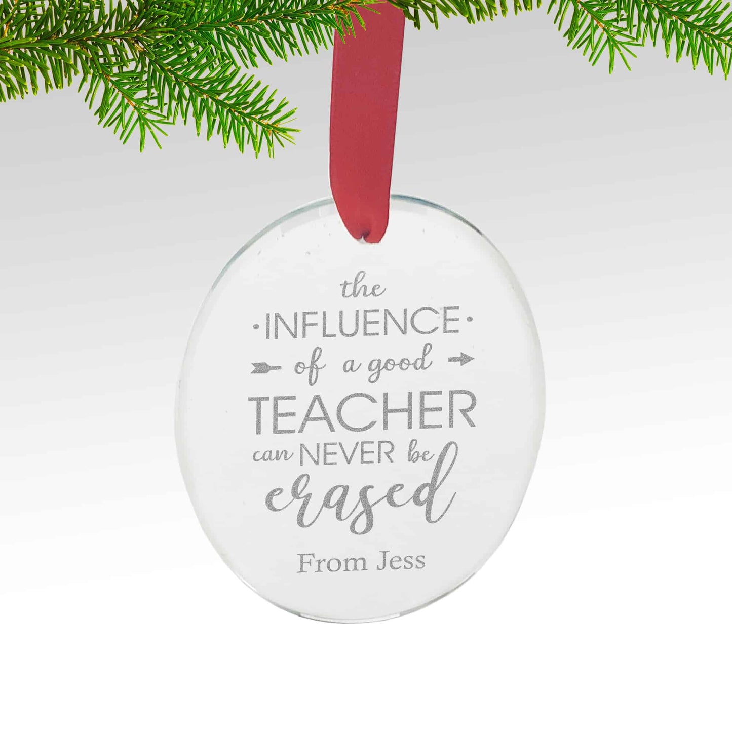 Crystal Glass Oval Thank You Christmas Ornament Gift for Teacher