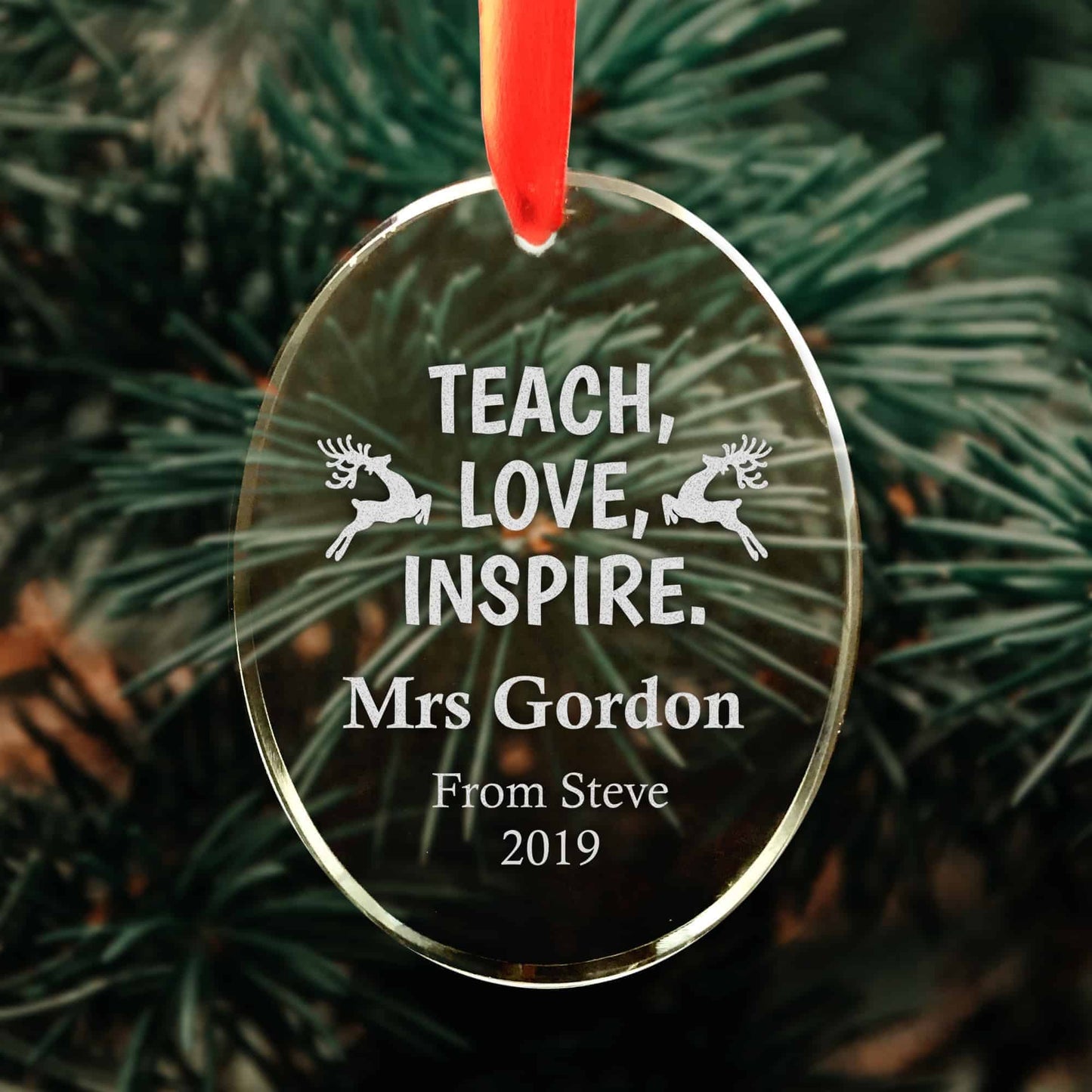 Crystal Glass Oval Thank You Christmas Ornament Gift for Teacher