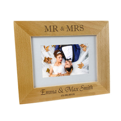 MR & MRS Wooden Photo Frame Gift Couple Wedding Anniversary