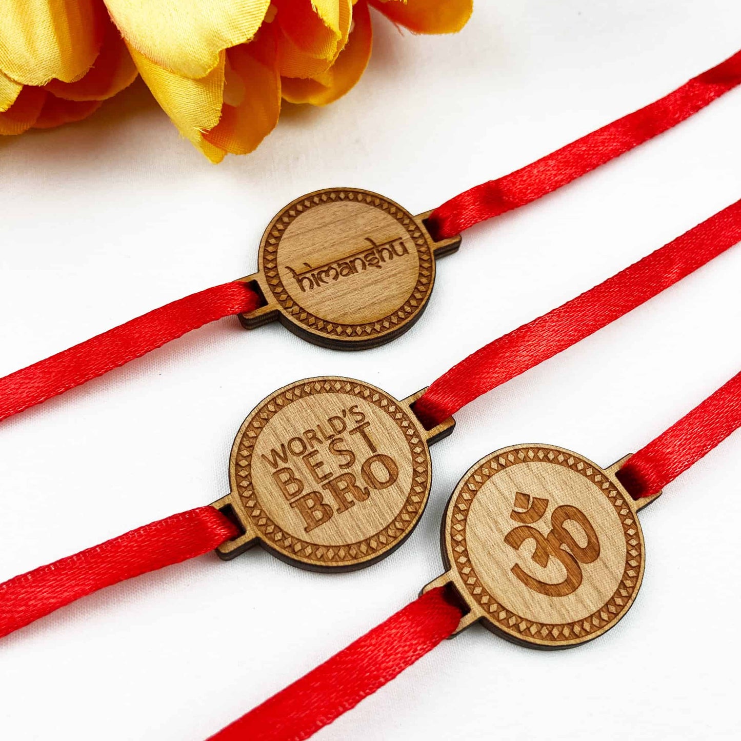 Round Wooden Rakhi Gift for brother from sister on Raksha Bandan