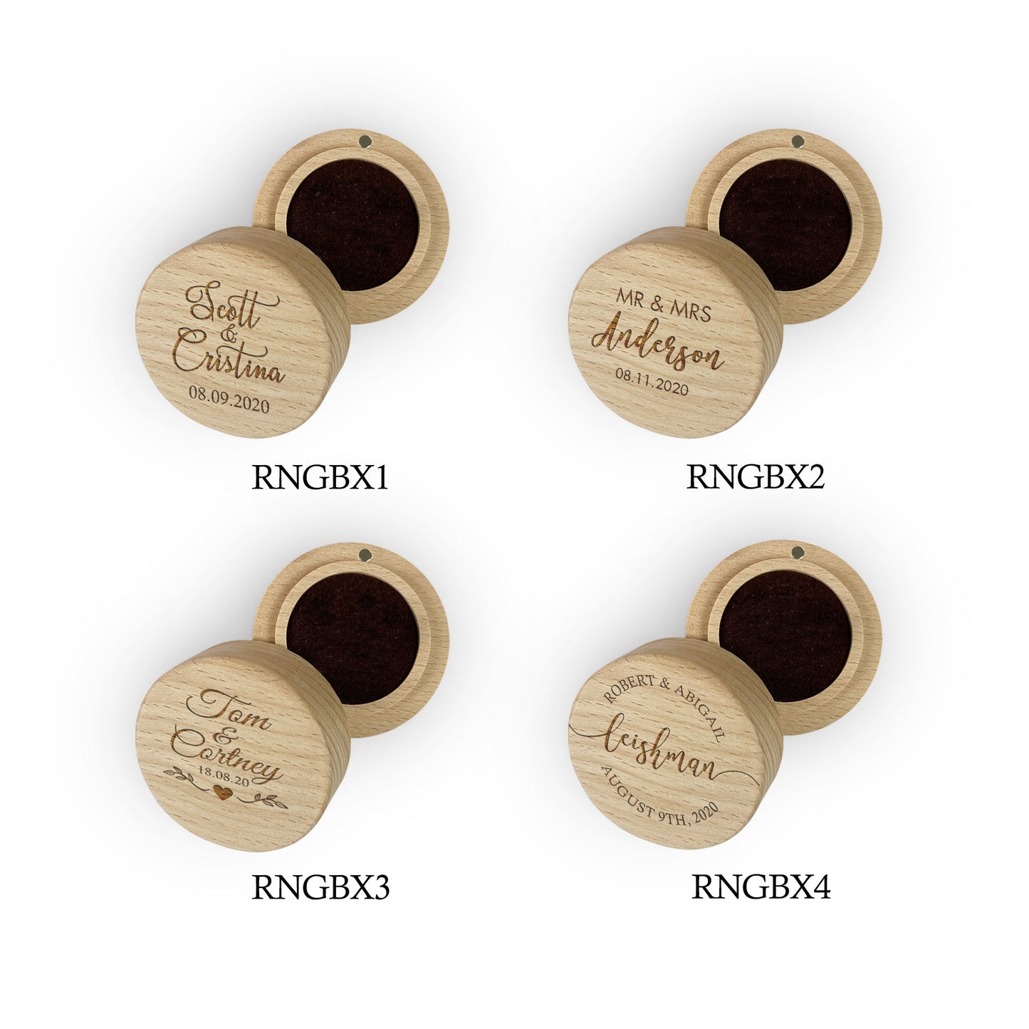 Round Ring Gift Box with Last First Names Date