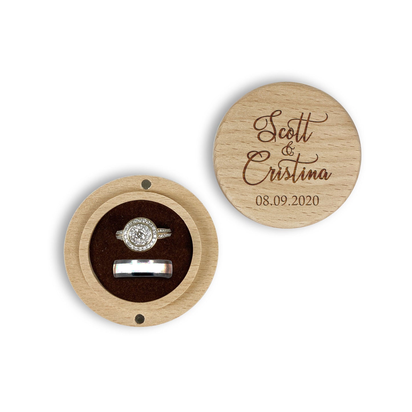 Round Wooden Ring box Gift