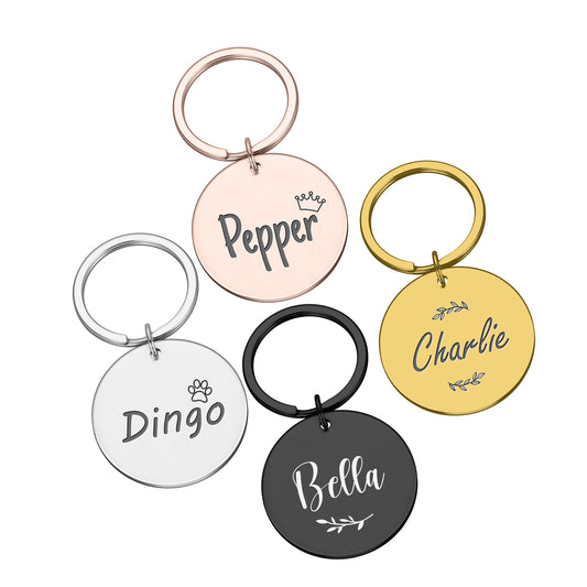 Engraved Round Metal Pet Collar Tag Custom Name