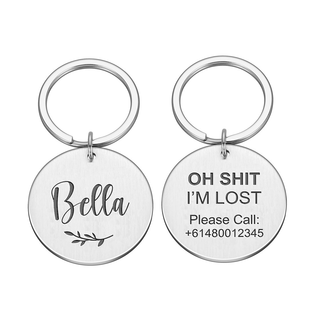 Engraved Round Metal Pet Collar Tag Custom Name