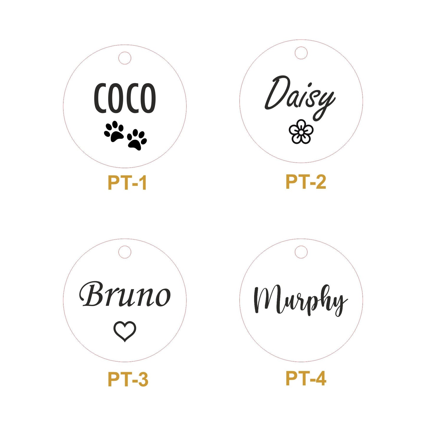 Engraved Round Metal Pet Collar Tag Custom Name