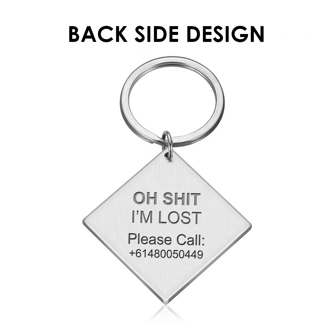 Engraved Square Metal Pet Collar Tag Custom Name
