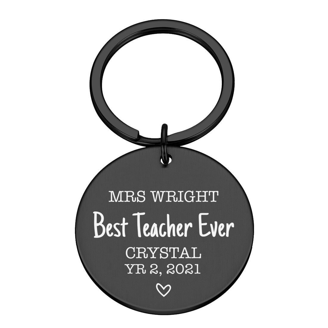 Engraved Best Teacher Ever Metal Key ring Gift Custom Names