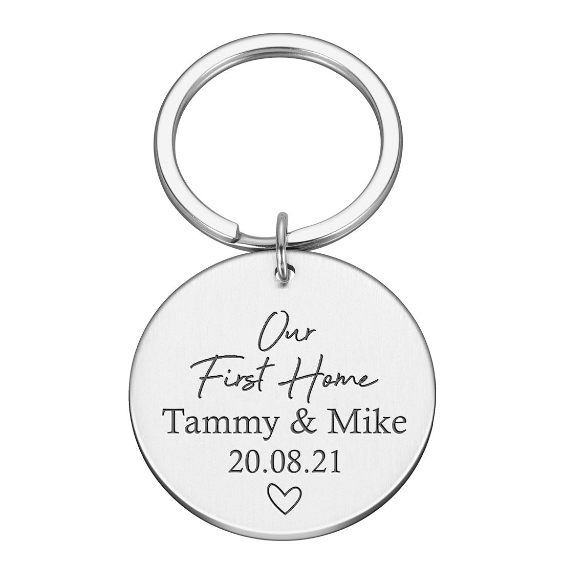 Engraved Our First Home Metal Key ring Gift Custom Names Date New Home Housewarming