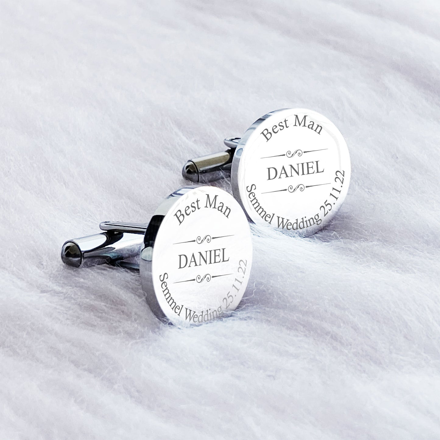 Engraved Stainless Steel Cufflinks for Groom Groomsman Best Man Father of the Bride