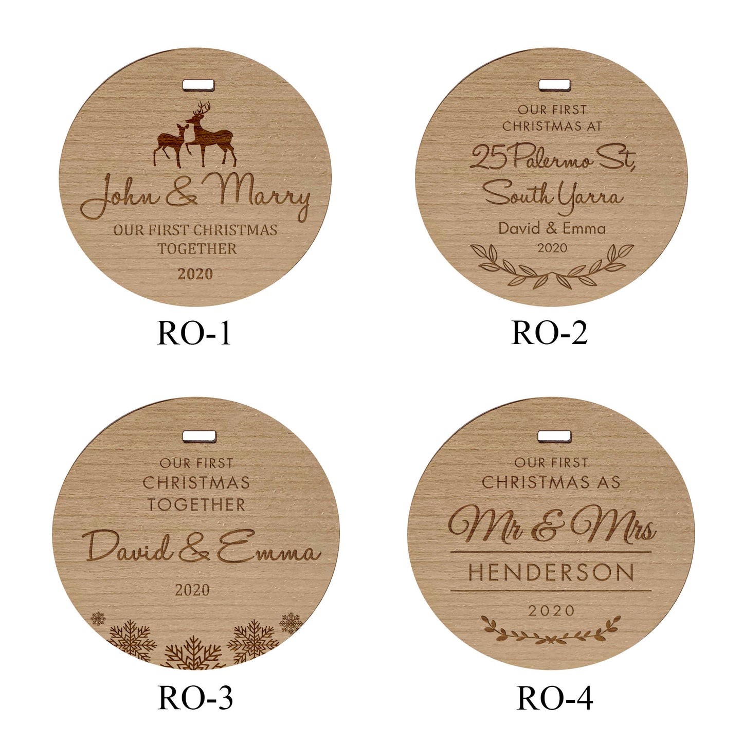 First Christmas Mr & Mrs Round Wooden Ornament