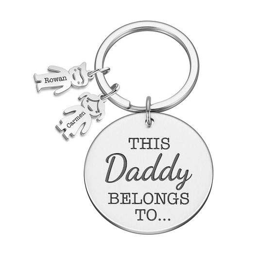 This Daddy Belongs to Metal Family Keyring Gift