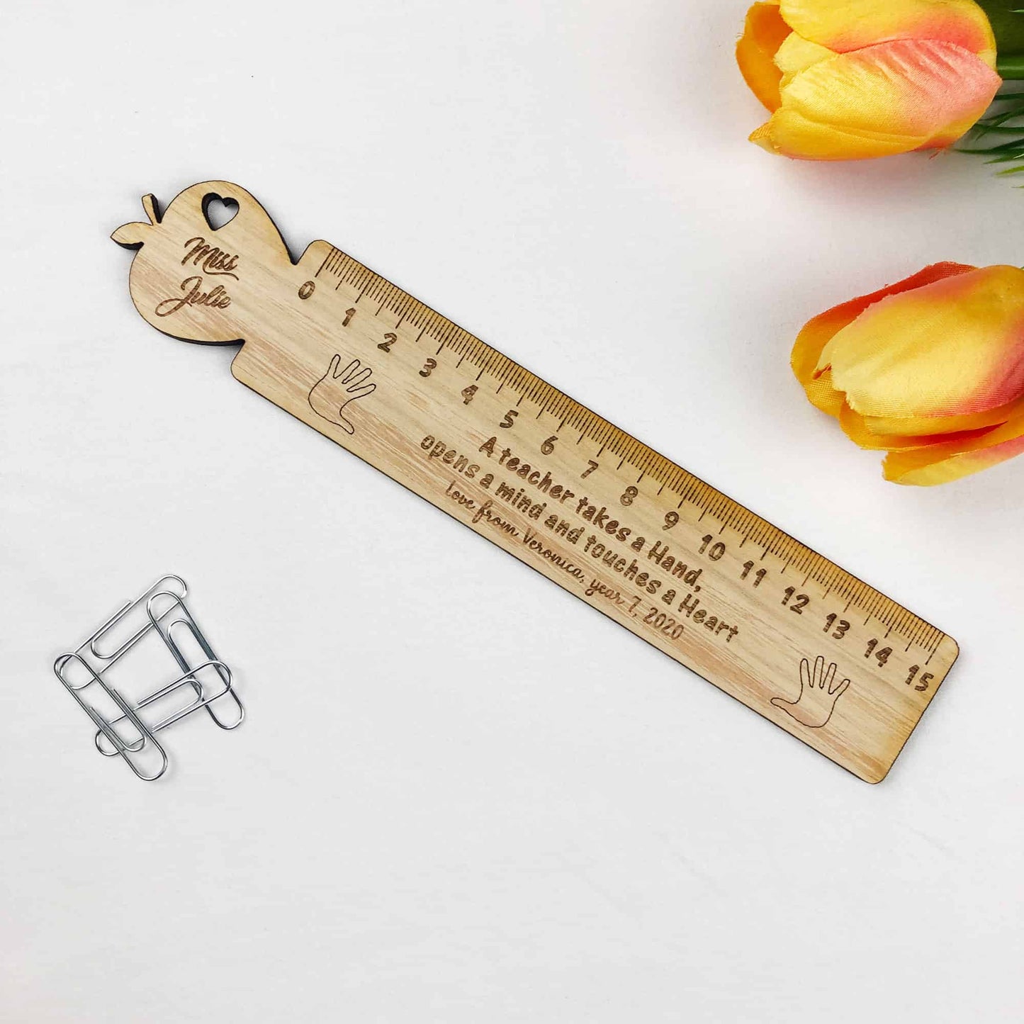 Wooden Apple Ruler thank you Gift for Teacher