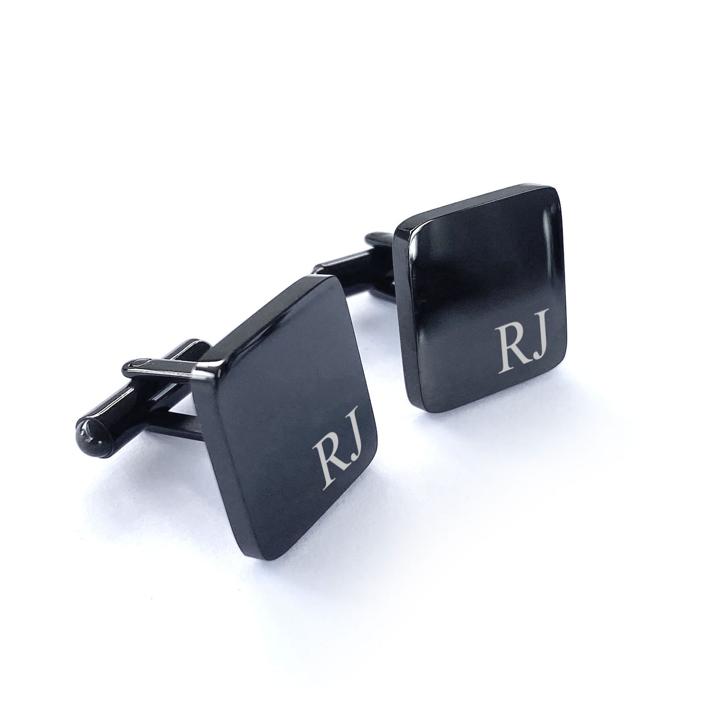 Engraved Stainless Steel Square Initials Cufflinks Gift