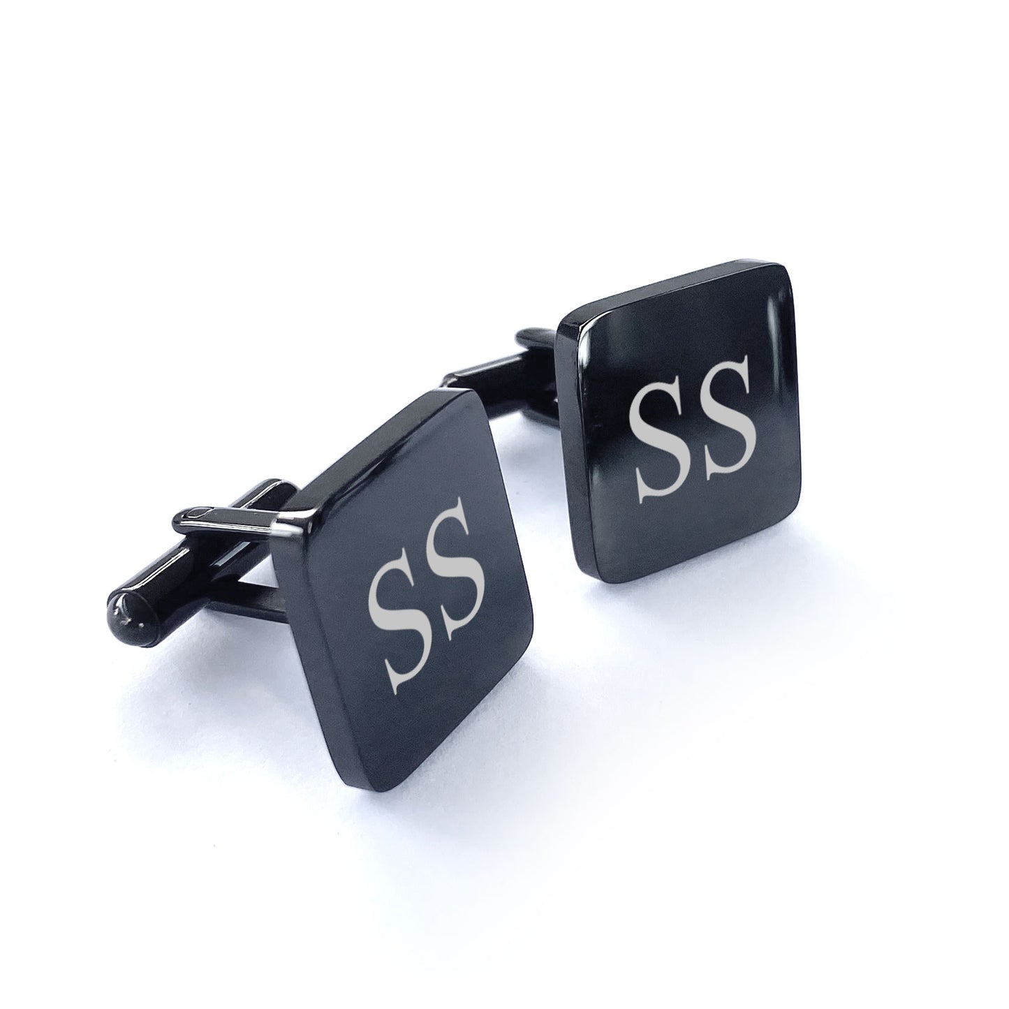 Engraved Stainless Steel Square Initials Cufflinks Gift | Fathers day Wedding Birthday Valentines day