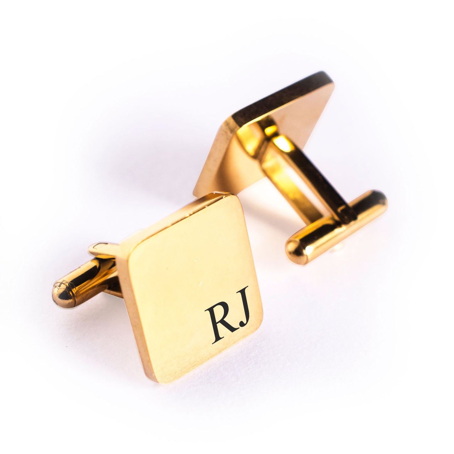 Engraved Stainless Steel Square Initials Cufflinks Gift