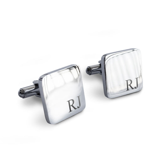 Engraved Stainless Steel Square Initials Cufflinks Gift