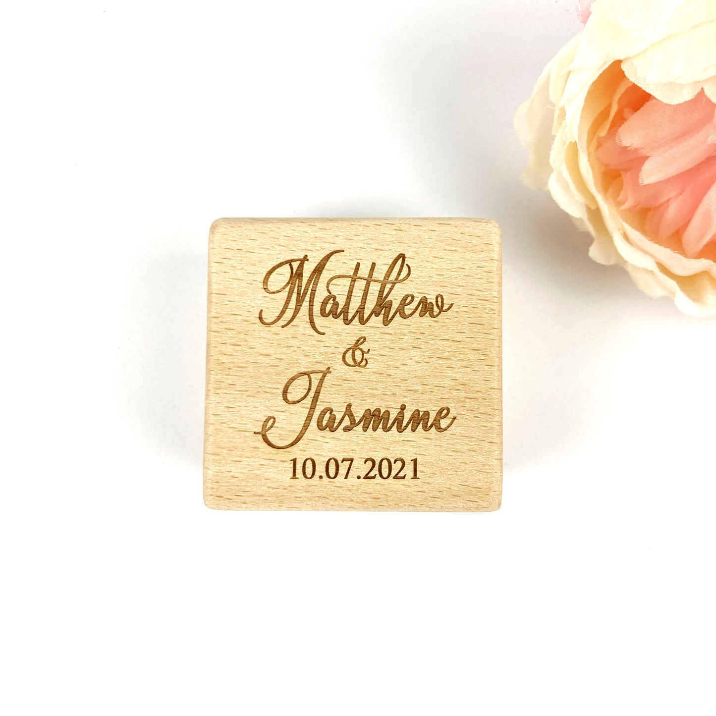 Square Wooden Ring Holder Gift Box