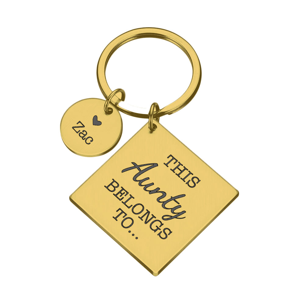 This Aunty Belongs to Metal Keyring Gift Custom Names Text