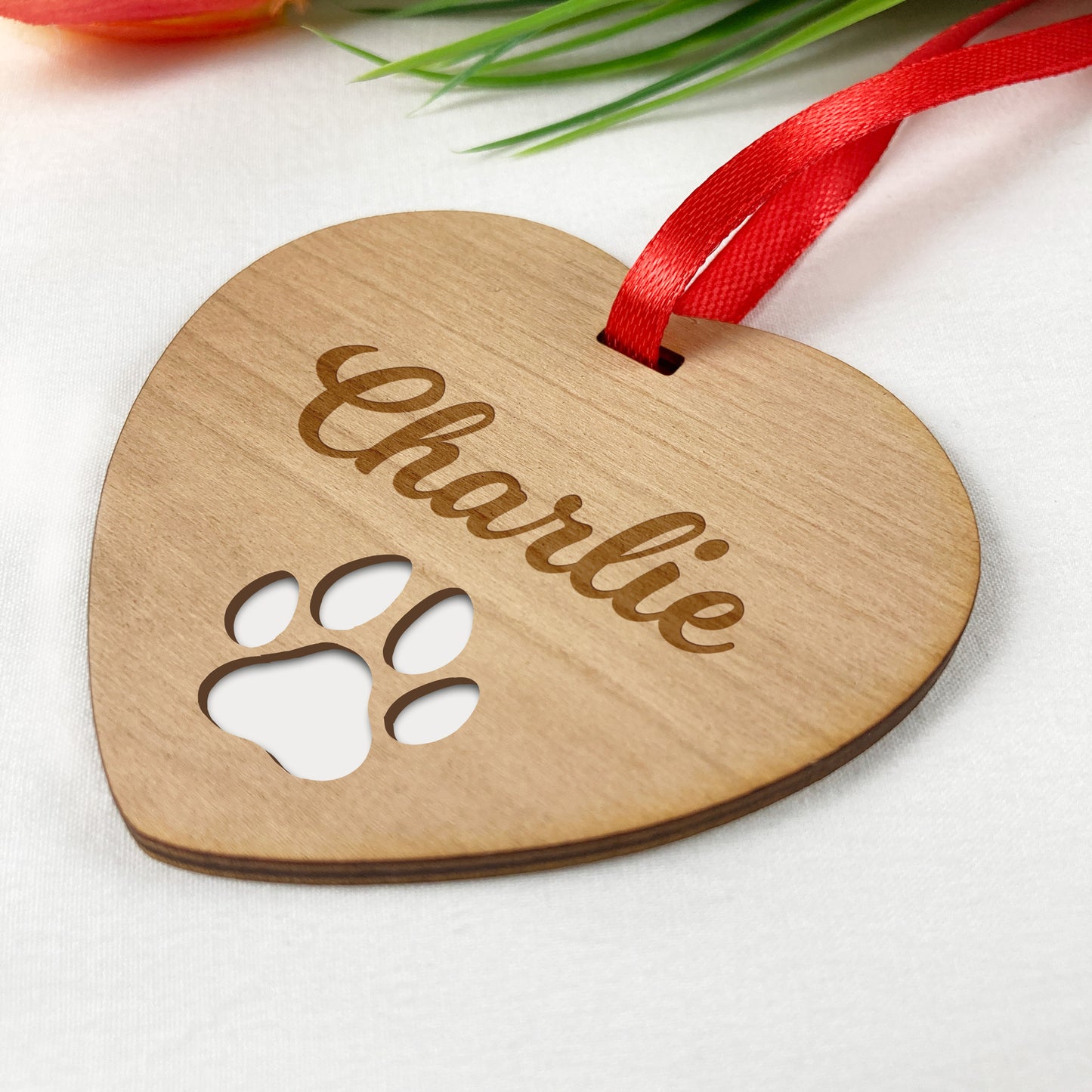 Wooden Heart Pet Memorial Ornament Gift