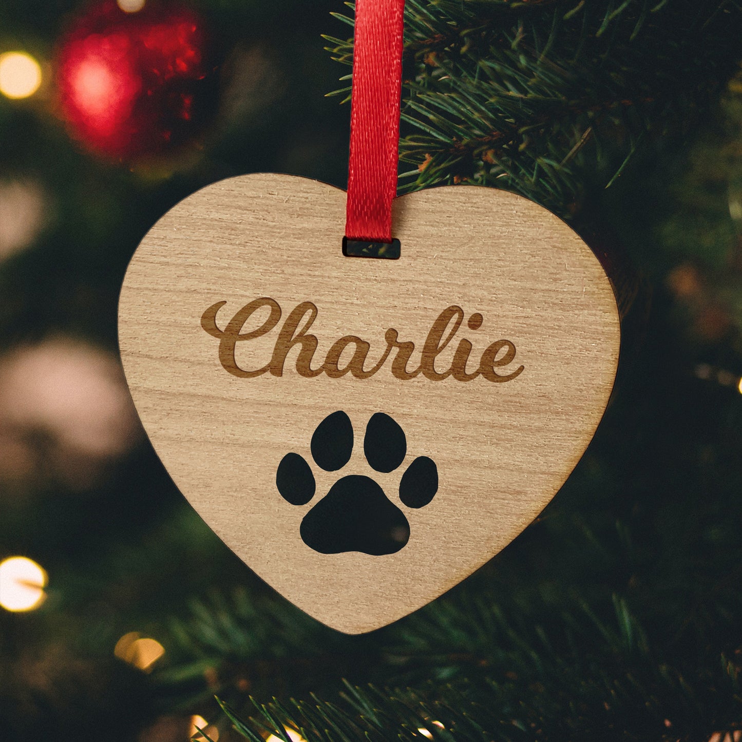 Wooden Heart Pet Memorial Ornament Gift
