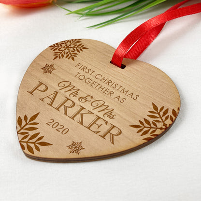First Christmas together Heart Ornament Gift