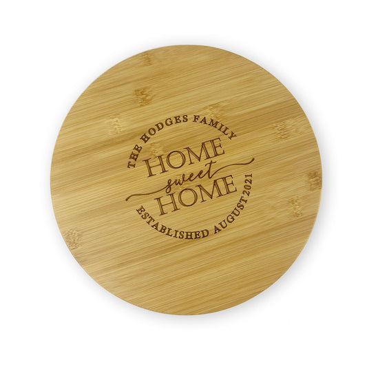 Round Wooden Chopping Board Home Sweet Home Custom Names Year