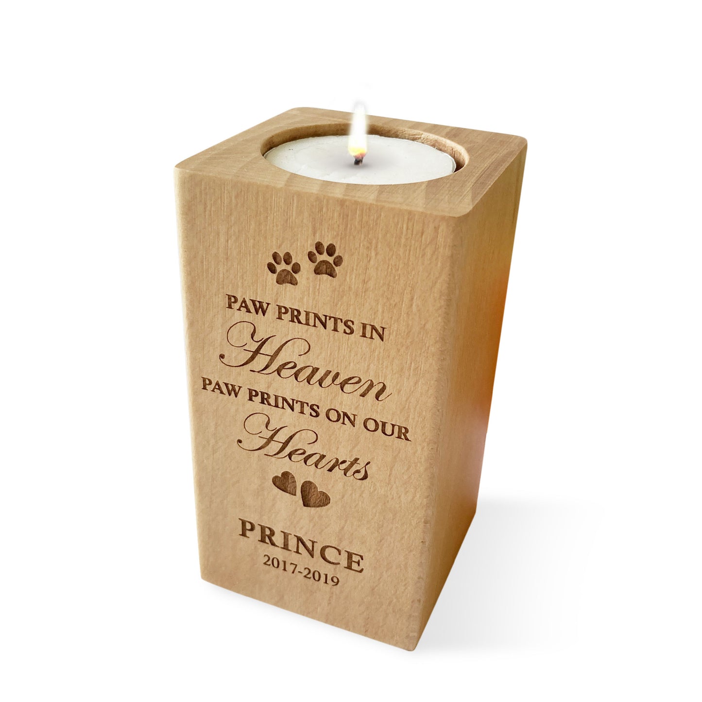 Wooden Pet Loss Memorial Tealight Candle Holder Remembrance Gift