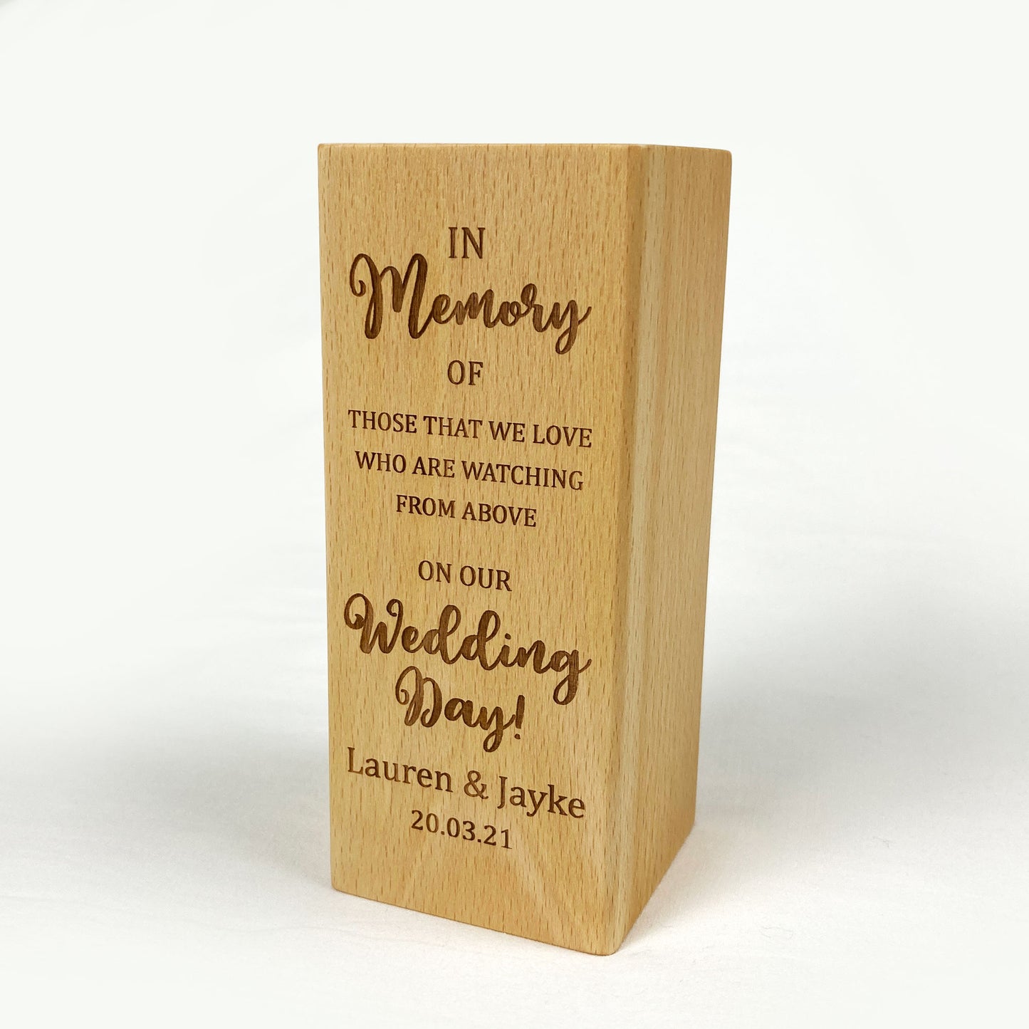 Wooden Wedding Memorial Tealight Candle Holder Gift