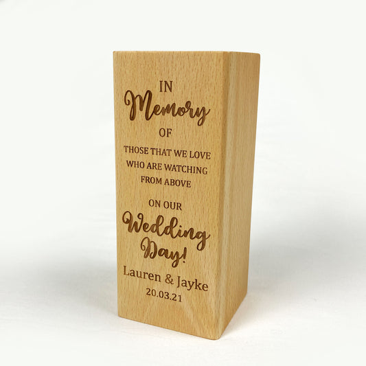 Wooden Wedding Memorial Tealight Candle Holder Gift
