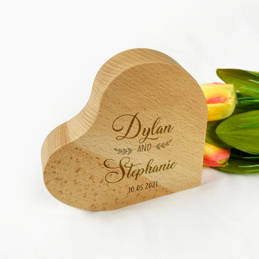 Wooden Heart Gift Valentines day Wedding Anniversary