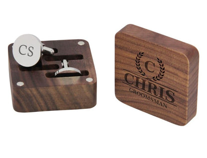Personalised Engraved Stainless Steel Mens Round Cufflinks with Box