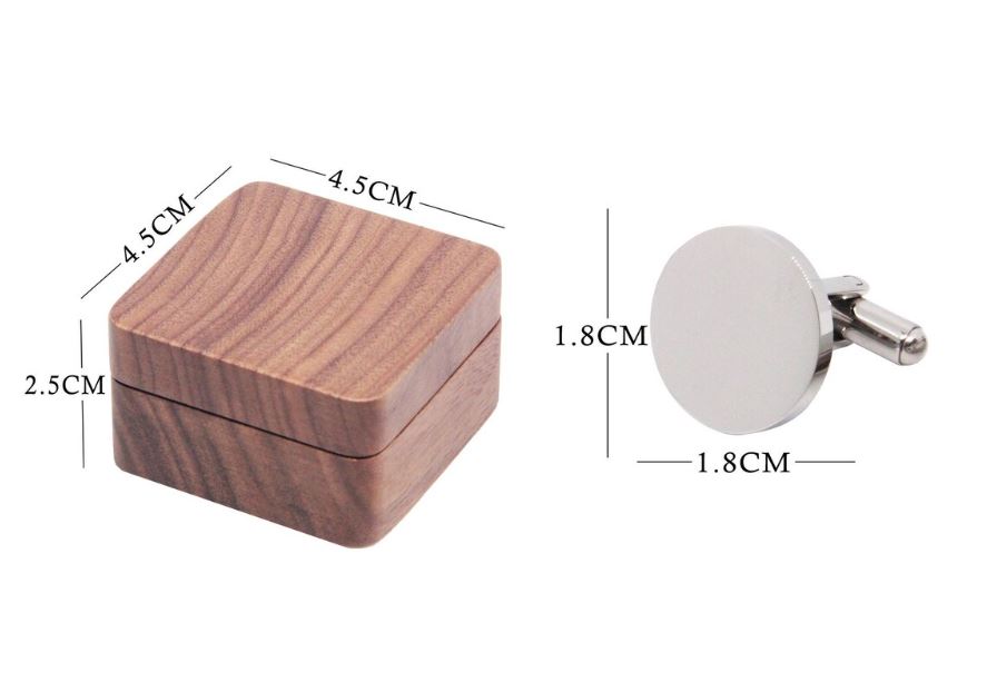 Personalised Engraved Stainless Steel Mens Round Cufflinks with Box