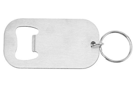Engraved Stainless Steel Bottle Opener Keychain - Silver