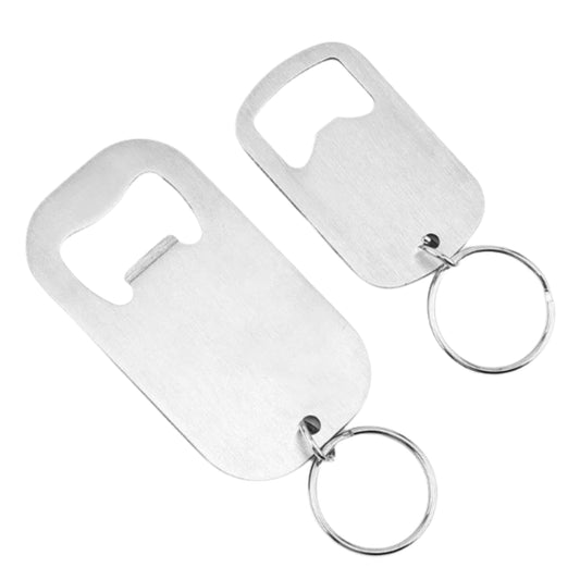 Engraved Stainless Steel Bottle Opener Keychain - Silver