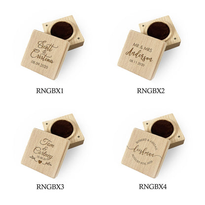 Engraved Ring Bearer Pillow Holder Gift Box Names & Date Love Heart